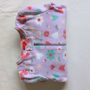 joe fresh floral fleece zipper footie sleeper pajamas winter 12-18 months baby